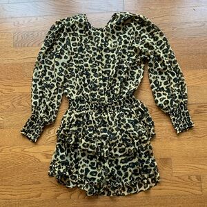 Misa Los Angeles Leopard Mini Dress XS | Animal Print Long Sleeve Like New